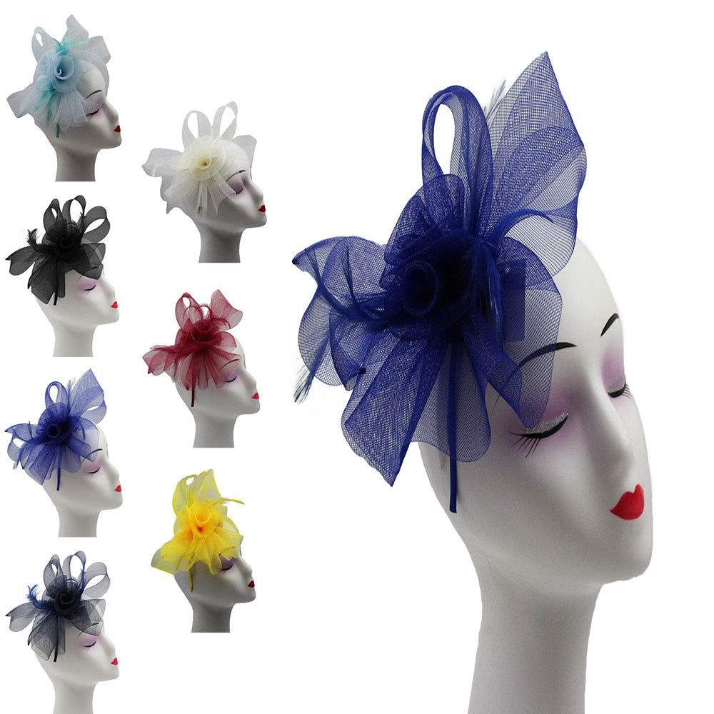 Folded Bow Fascinator with Tipped Feathers