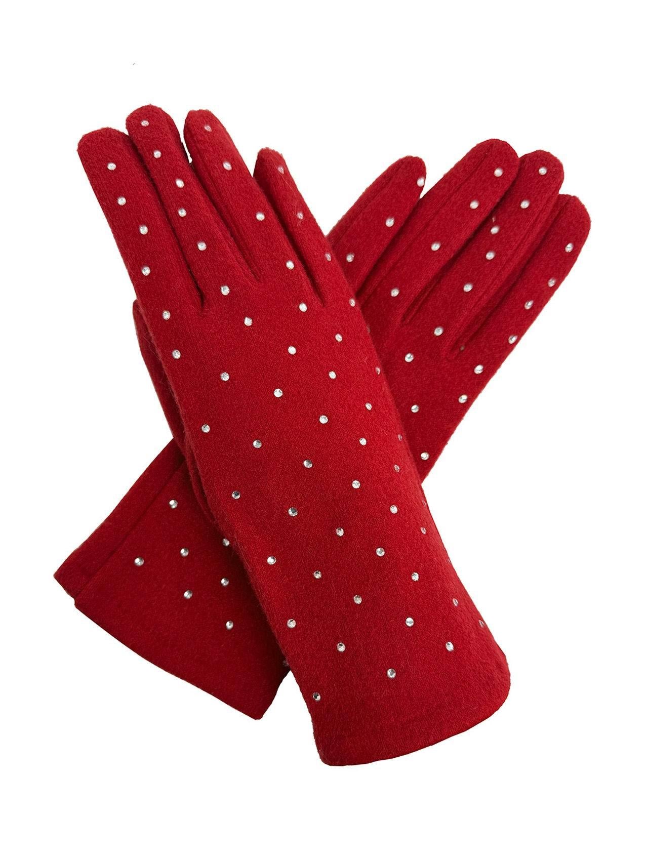 Warm Student Five-Finger Gloves for Women Winter with Lining and Thickening Cute for Cycling in Winter Black Polka Dot Design