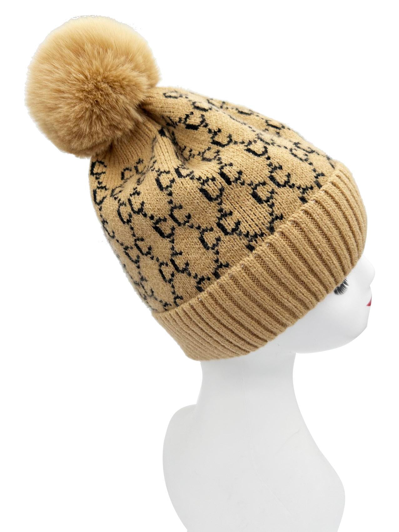Winter Velvet Warm Hat Children's Jacquard Knitted Yarn Hat with Ear Protection Windproof and Cold Proof Design for Kids