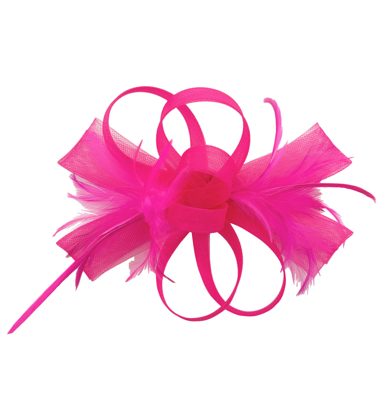 Loop Bow Fascinator with Feathers - Synthetic Curls & Ribbons