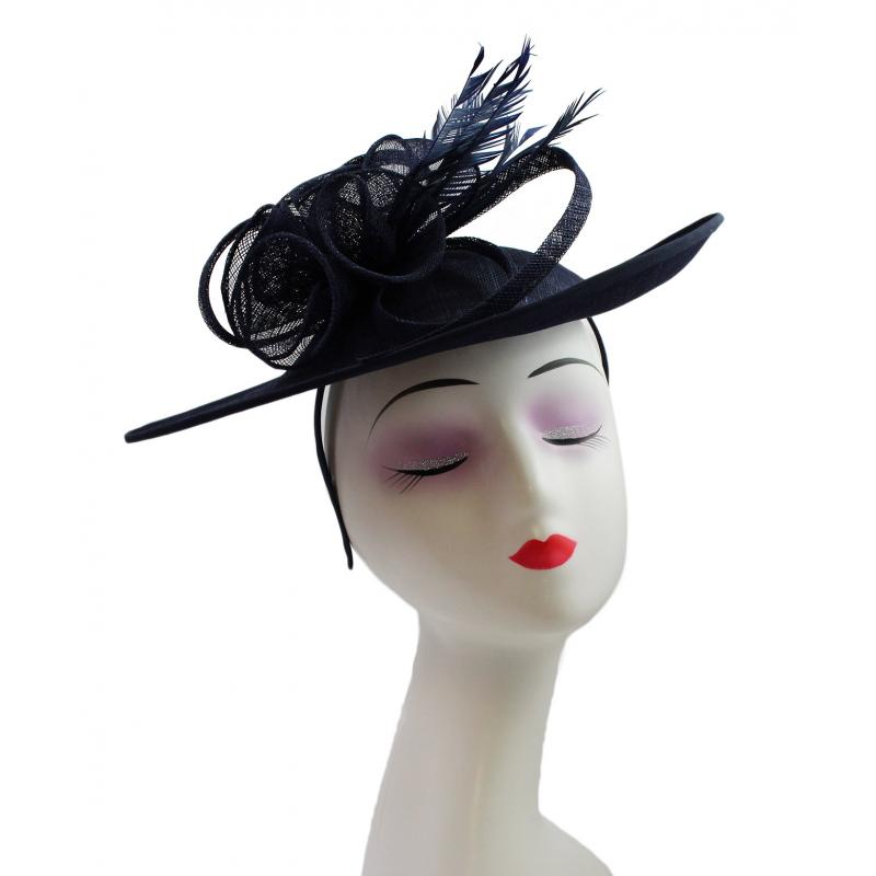 Large Sinamay Hatinator with Flower and Feather in Vibrant Colors for Special Occasions