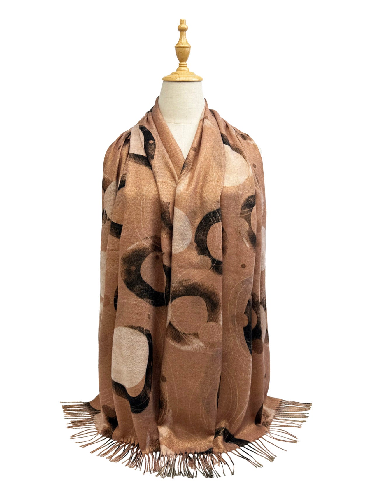 New Coming Winter Fashion Scarf with Polka Dot Design and Fringe Detail for Women in Black and Beige