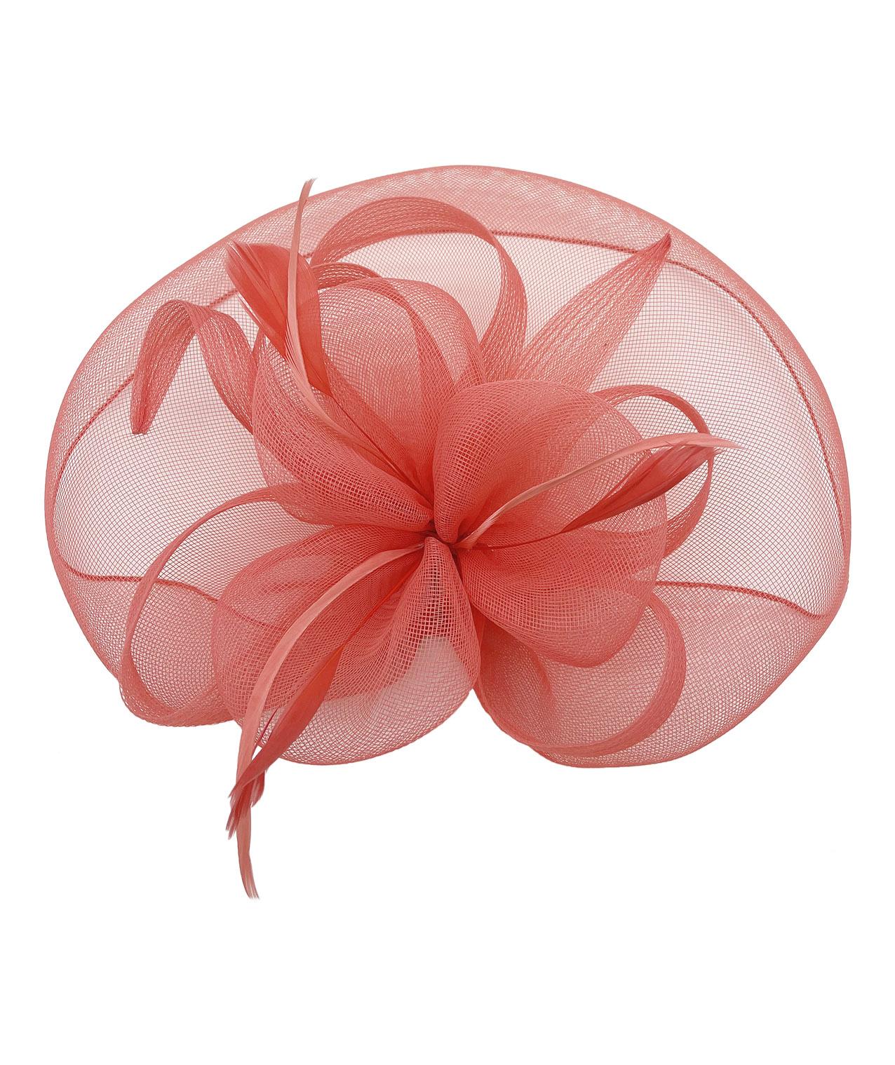 Large Mesh Net Fascinator with Side Flower & Feather