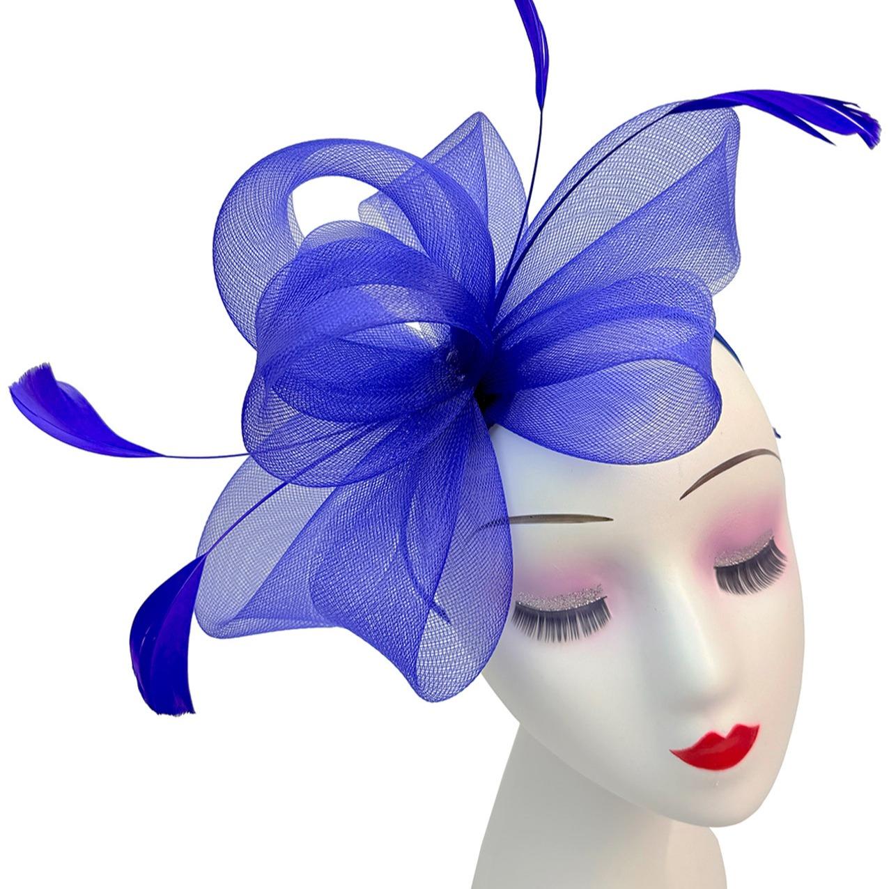 Flower & Feathers Detailed Fascinator Hat with Headband and Clip in Vibrant Colors for Special Occasions
