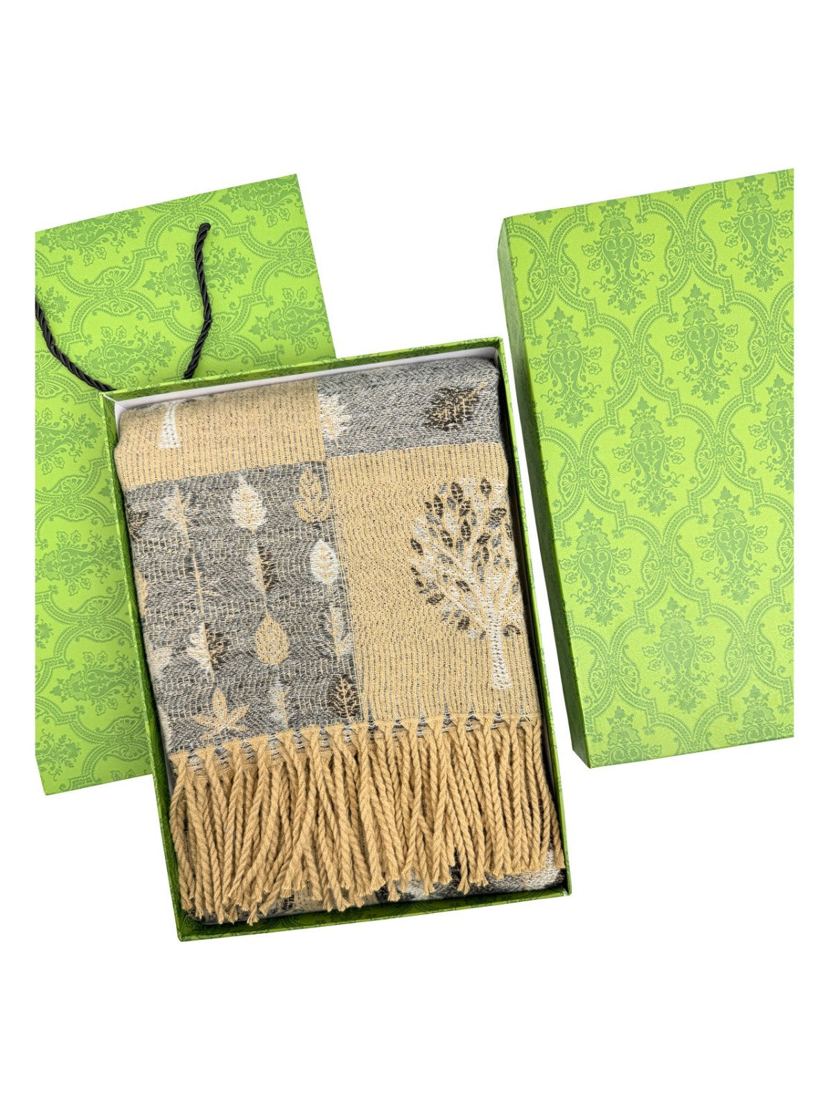 Colorful double-sided scarf for women's 2025 autumn and winter ginkgo new high-e