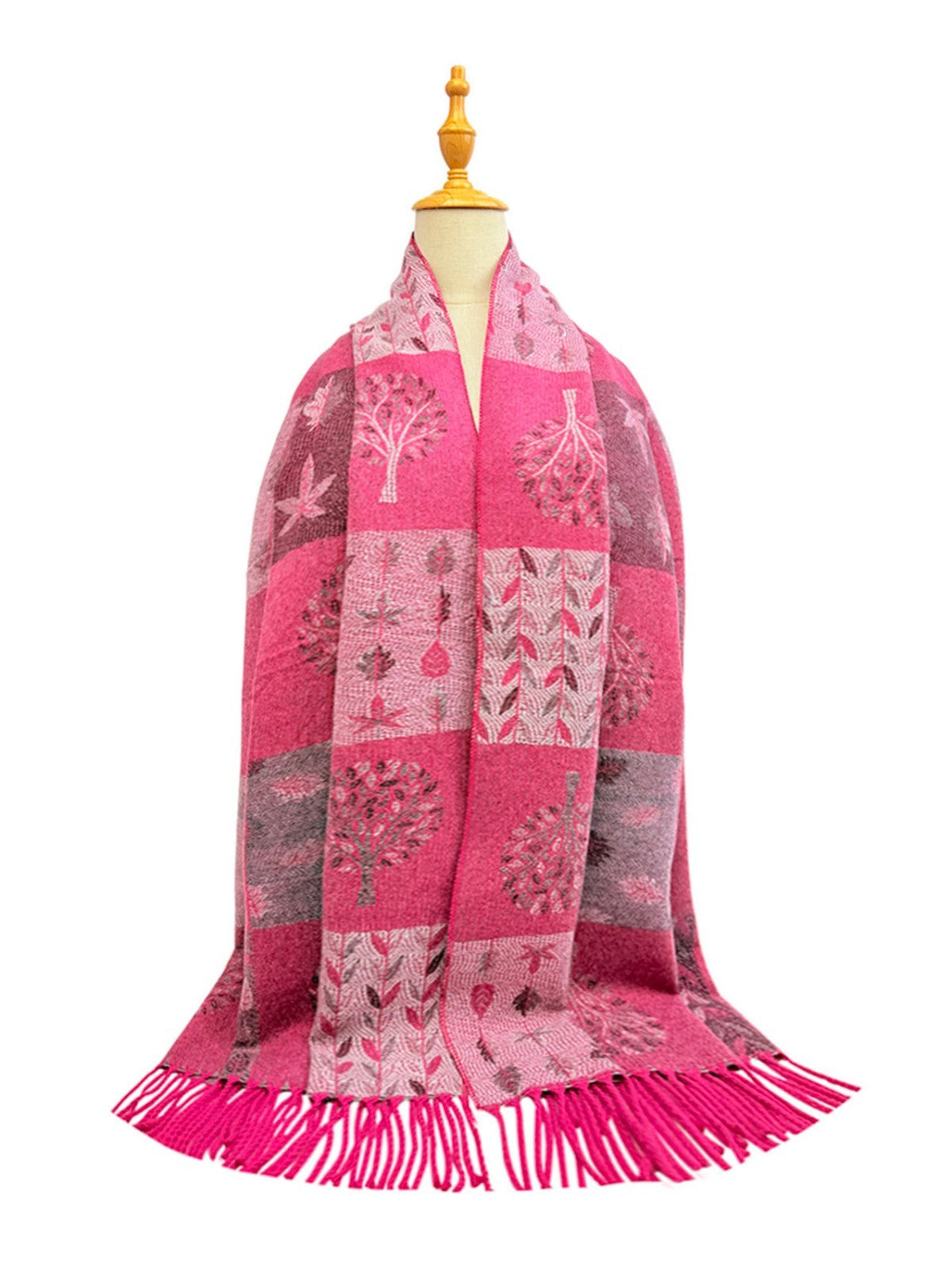 Colorful double-sided scarf for women's 2025 autumn and winter ginkgo new high-e