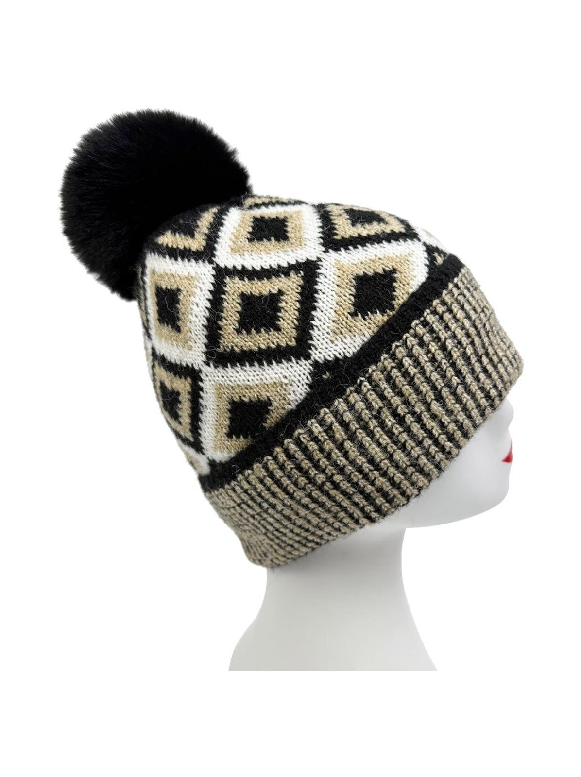 Gradient Color Wool Beanie Women's Winter Fuzzy Insulated Colorful Knit Hat Thic