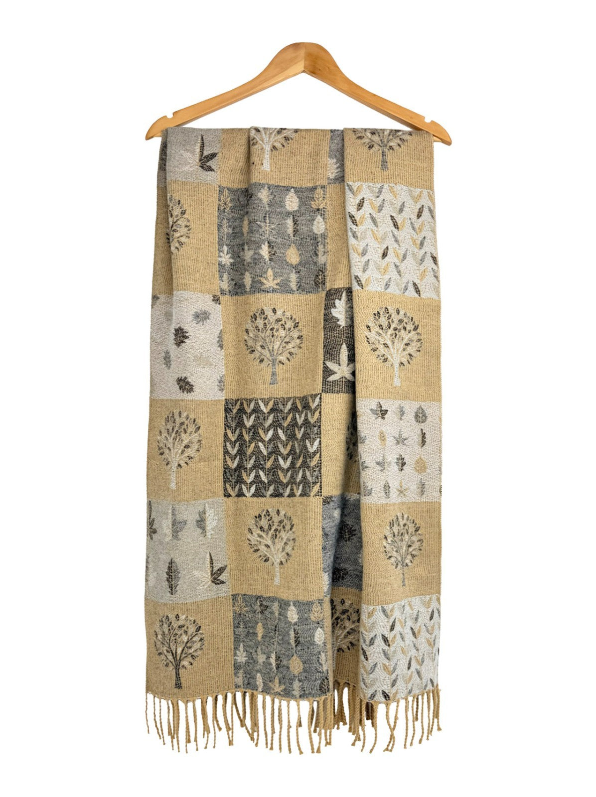 Colorful double-sided scarf for women's 2025 autumn and winter ginkgo new high-e