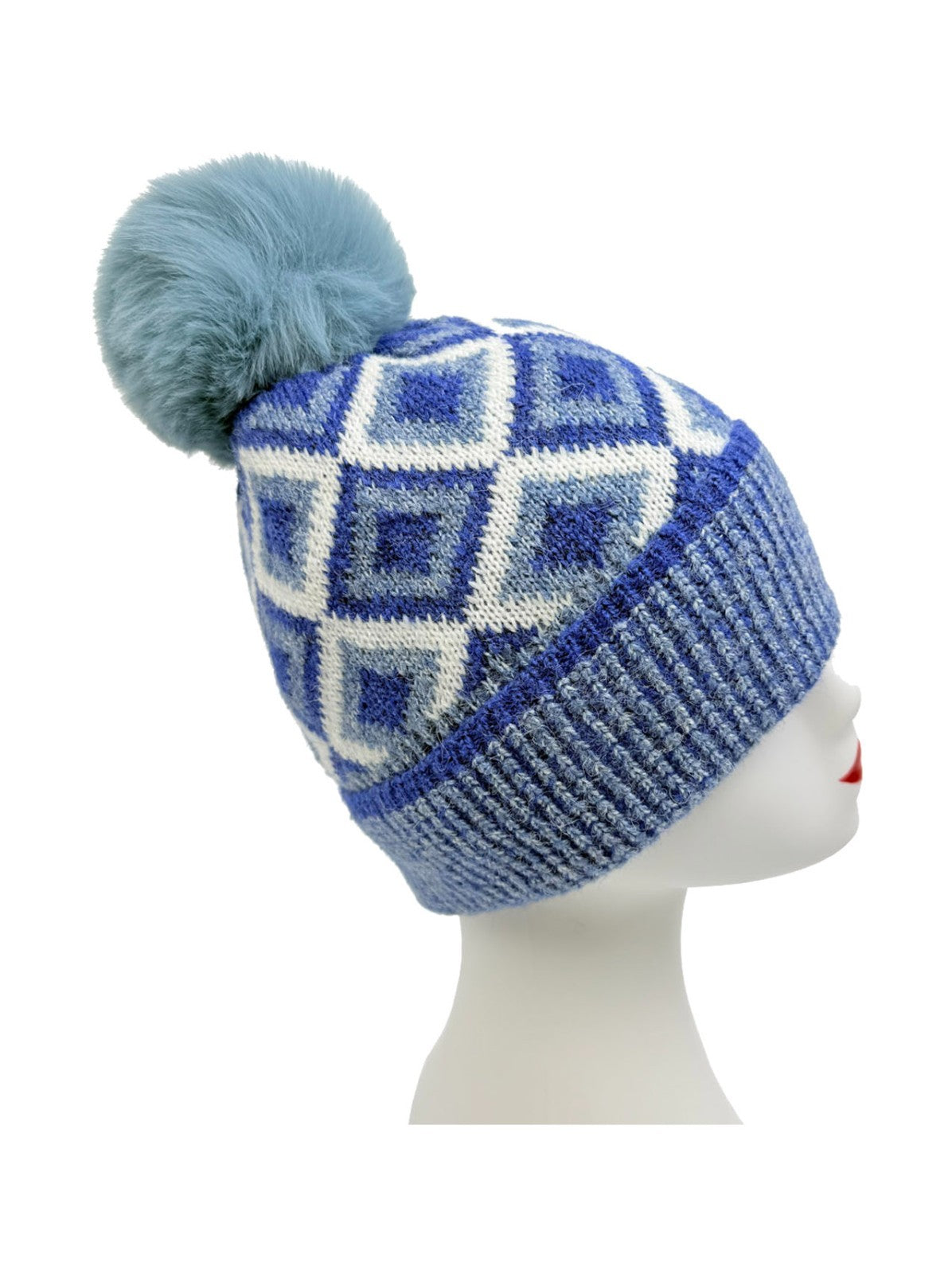 Gradient Color Wool Beanie Women's Winter Fuzzy Insulated Colorful Knit Hat Thic