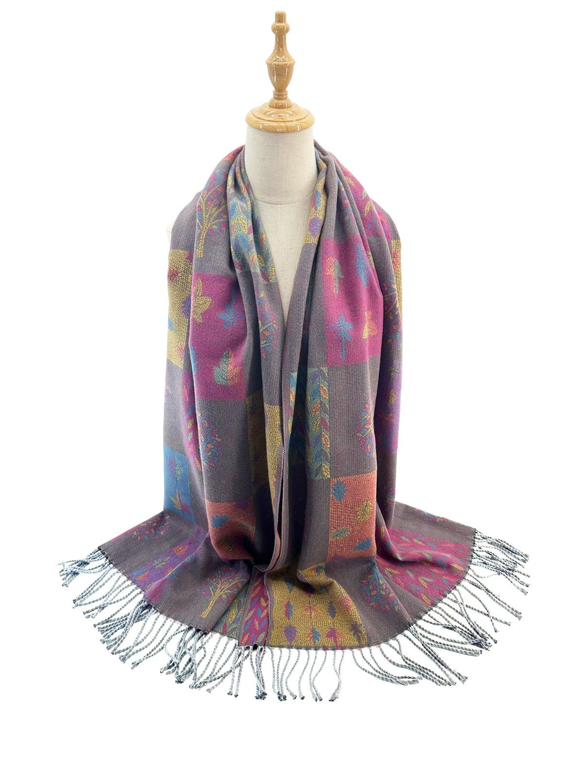 Colorful double-sided scarf for women's 2025 autumn and winter ginkgo new high-e