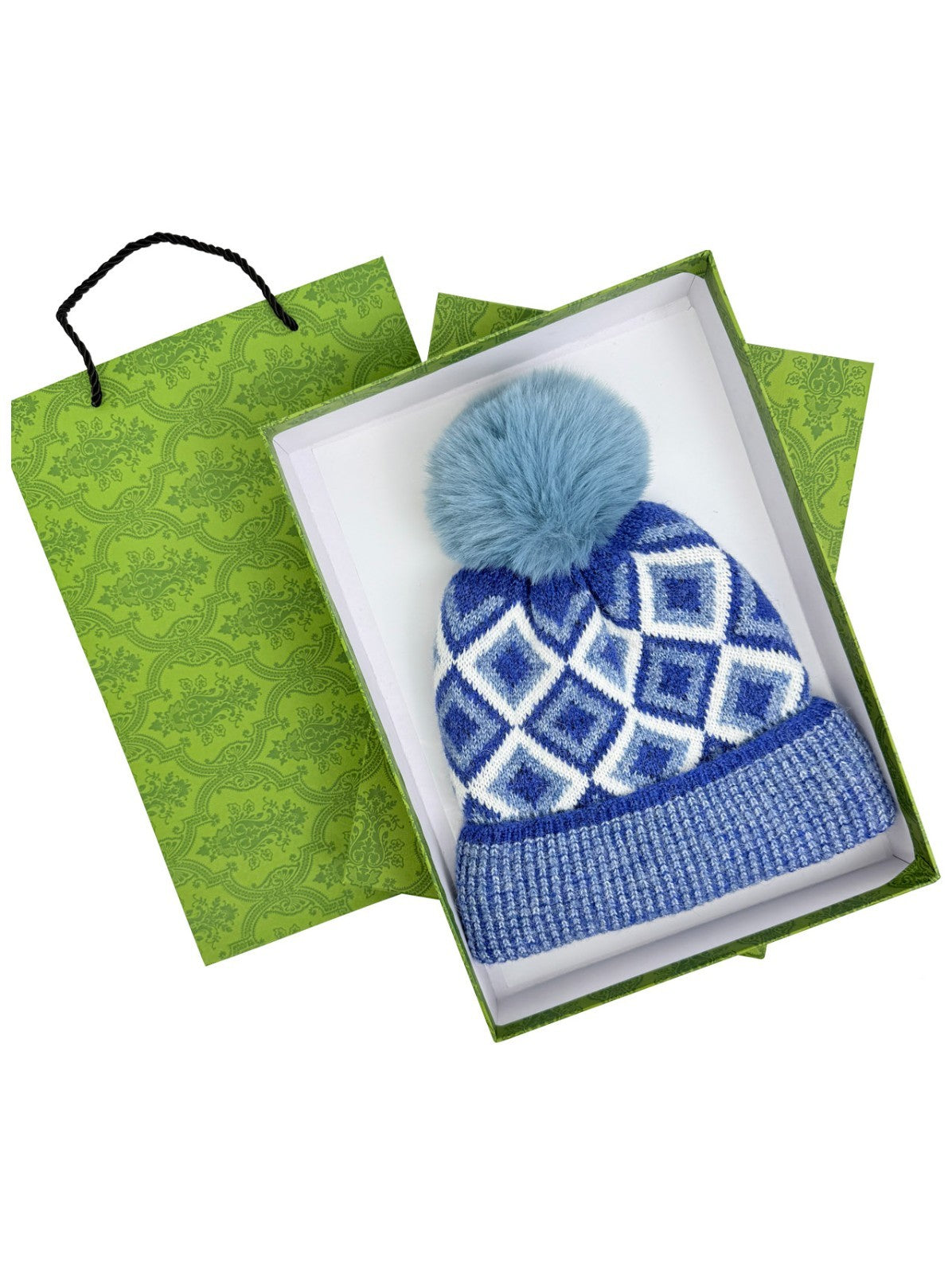 Gradient Color Wool Beanie Women's Winter Fuzzy Insulated Colorful Knit Hat Thic