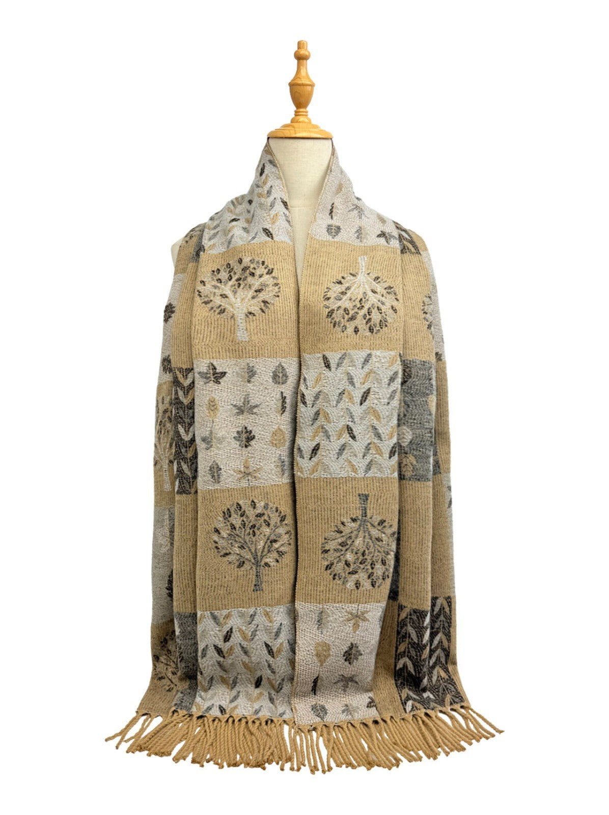 Colorful double-sided scarf for women's 2025 autumn and winter ginkgo new high-e