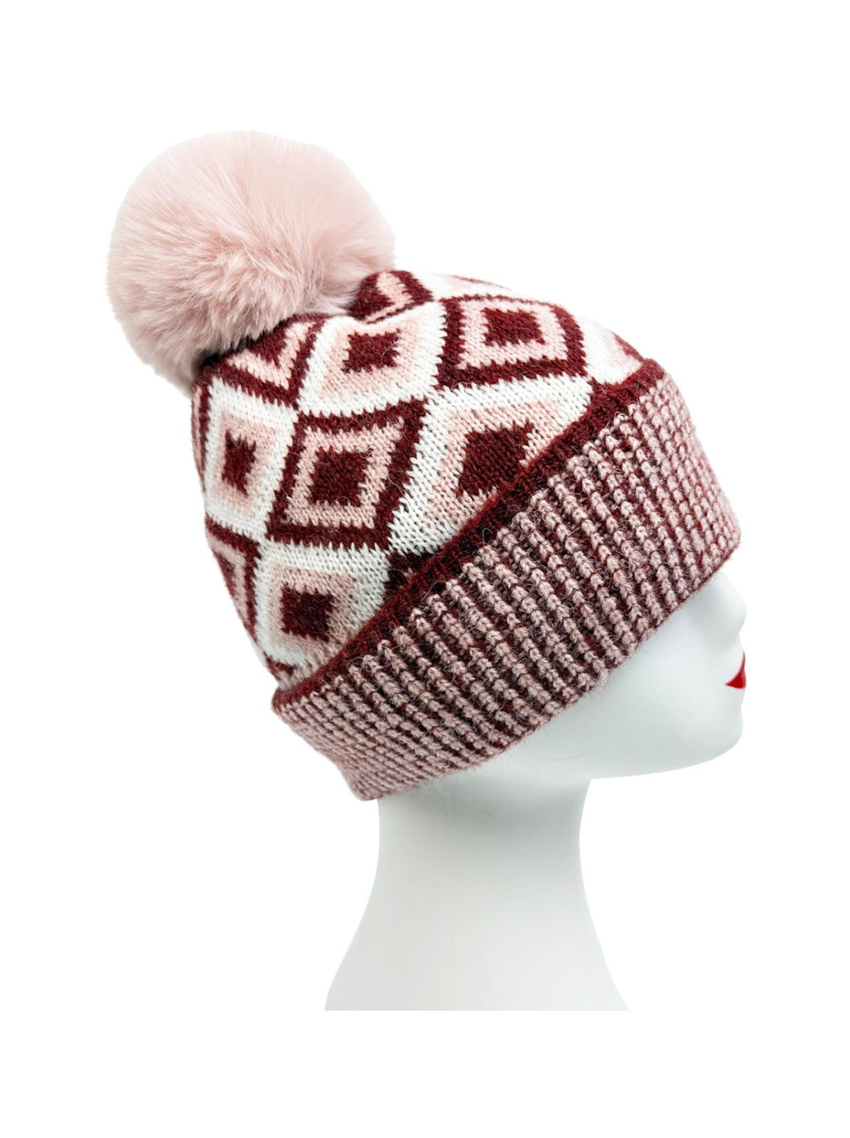 Gradient Color Wool Beanie Women's Winter Fuzzy Insulated Colorful Knit Hat Thic