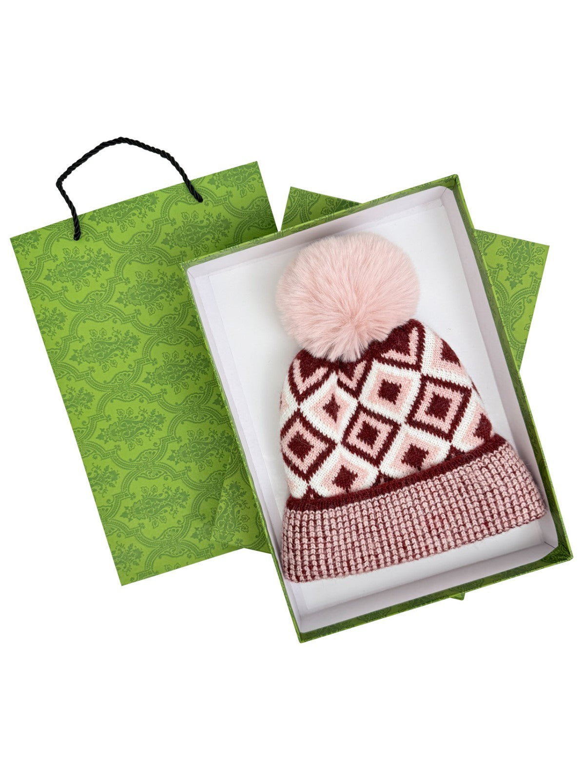 Gradient Color Wool Beanie Women's Winter Fuzzy Insulated Colorful Knit Hat Thic