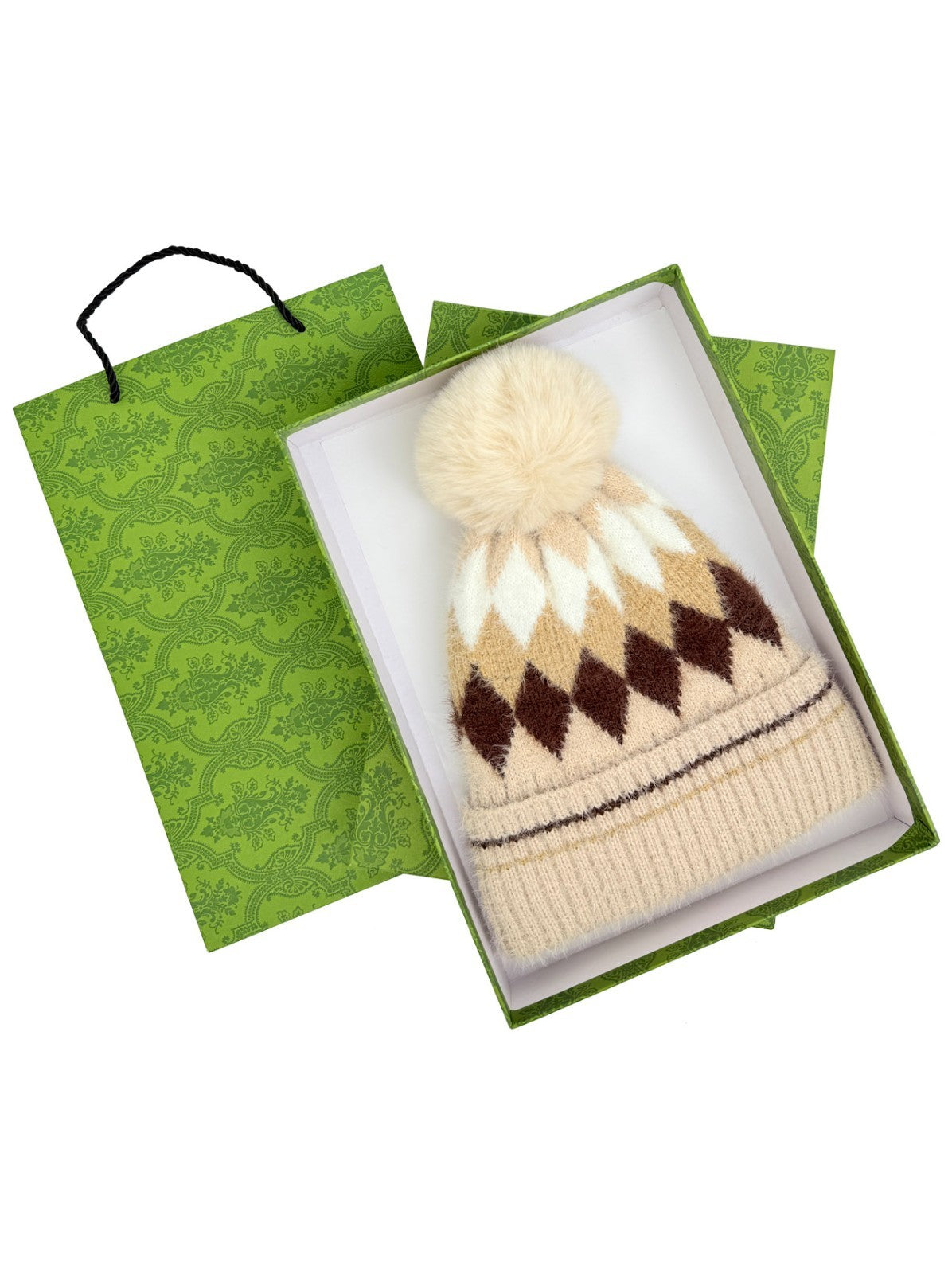 Gradient Color Wool Beanie Women's Winter Fuzzy Insulated Colorful Knit Hat Thic