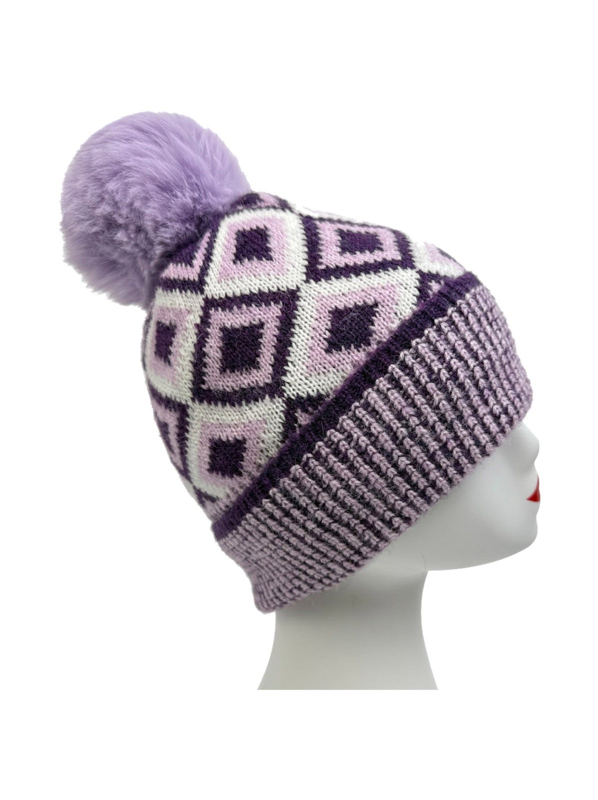 Gradient Color Wool Beanie Women's Winter Fuzzy Insulated Colorful Knit Hat Thic
