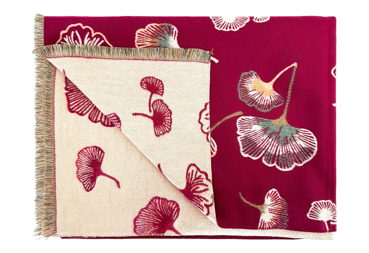 Colorful double-sided scarf for women's 2025 autumn and winter ginkgo new high-e