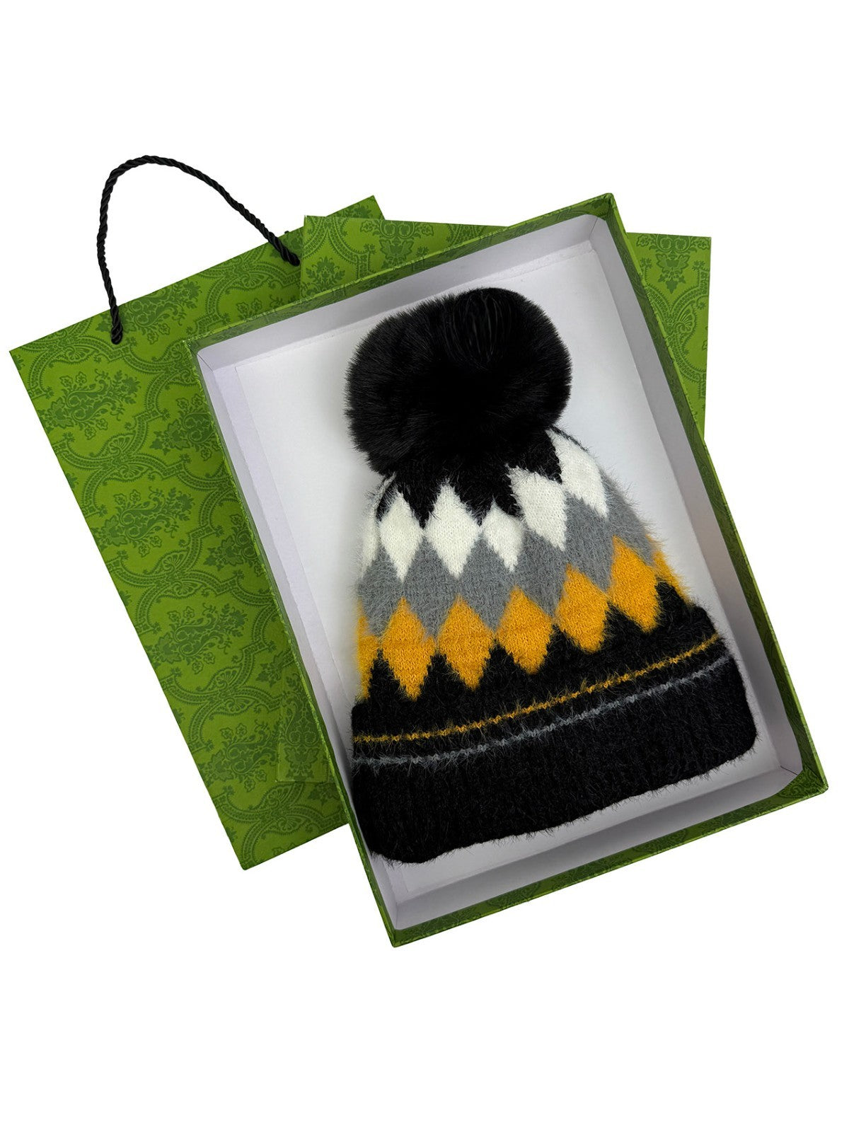 Gradient Color Wool Beanie Women's Winter Fuzzy Insulated Colorful Knit Hat Thic