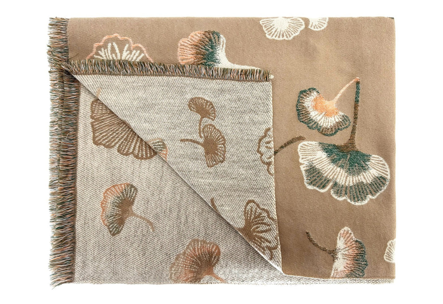 Colorful double-sided scarf for women's 2025 autumn and winter ginkgo new high-e