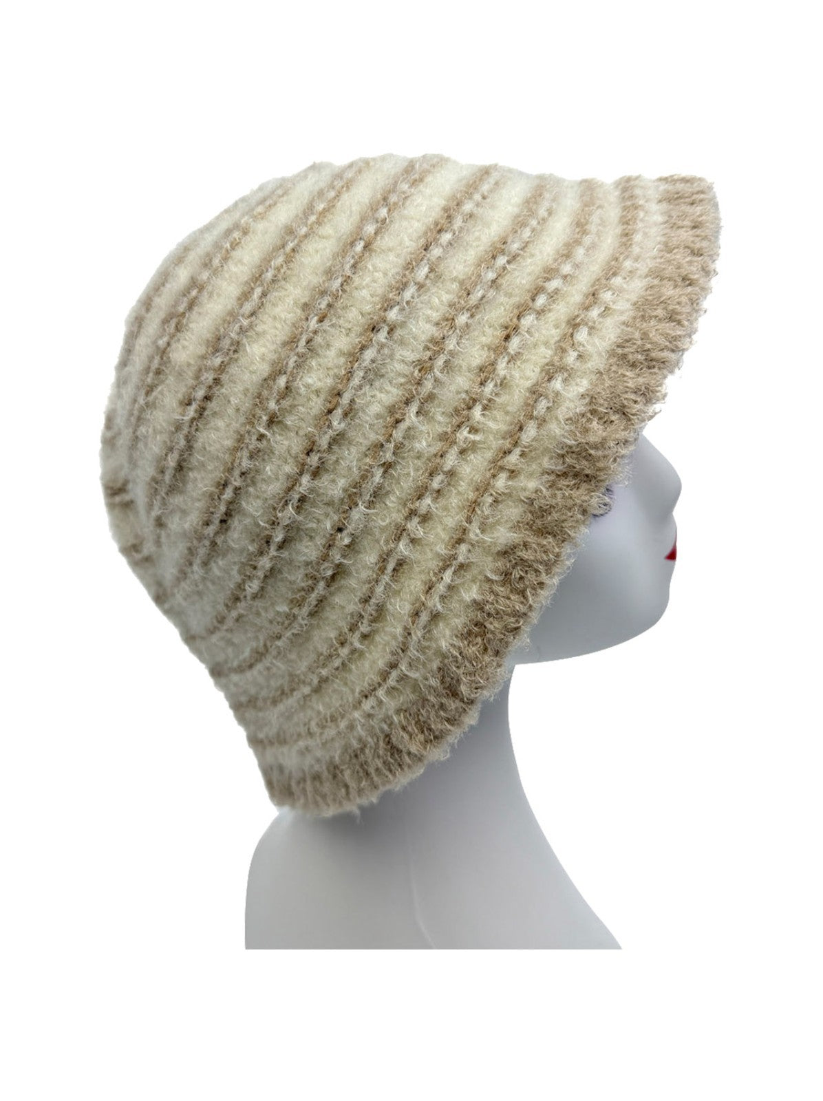 Gradient Color Wool Beanie Women's Winter Fuzzy Insulated Colorful Knit Hat Thic