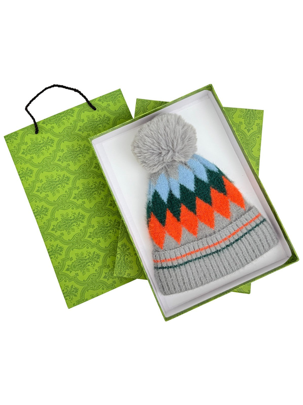 Gradient Color Wool Beanie Women's Winter Fuzzy Insulated Colorful Knit Hat Thic