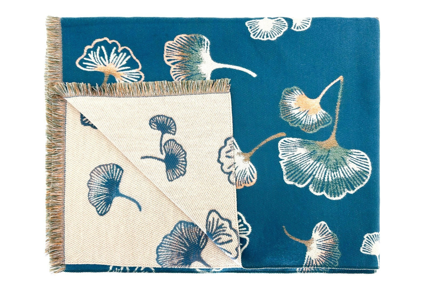 Colorful double-sided scarf for women's 2025 autumn and winter ginkgo new high-e