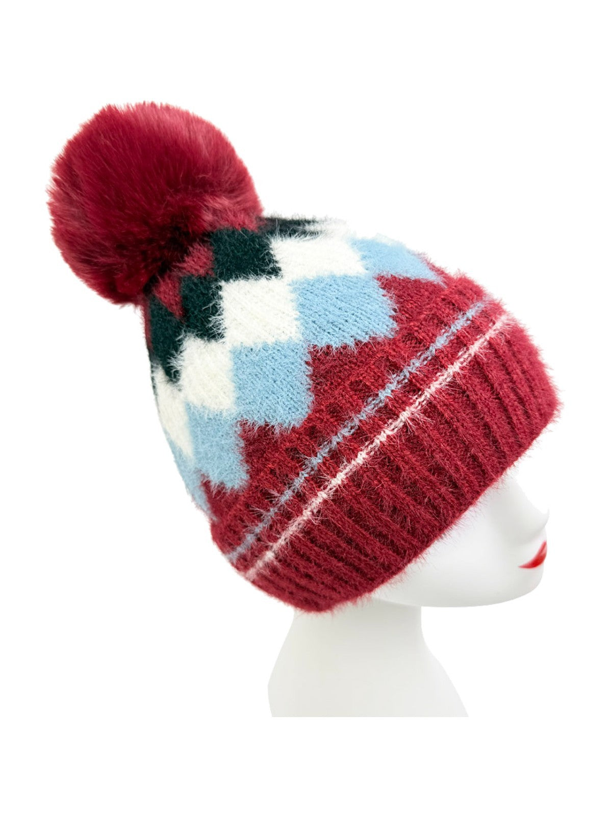 Gradient Color Wool Beanie Women's Winter Fuzzy Insulated Colorful Knit Hat Thic