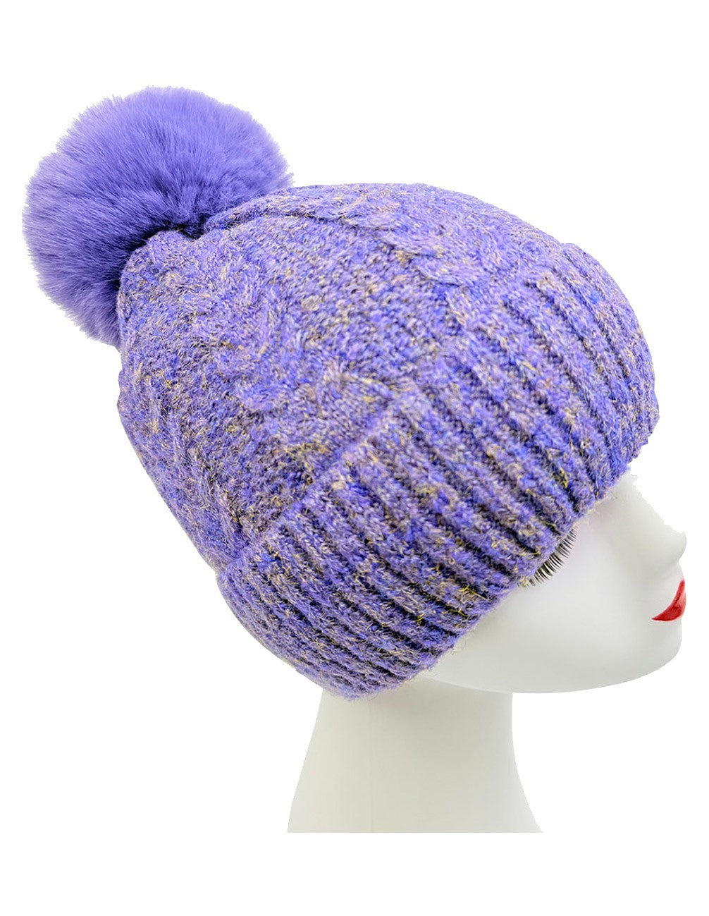 Gradient Color Wool Beanie Women's Winter Fuzzy Insulated Colorful Knit Hat Thic