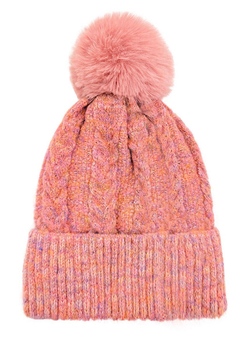 Gradient Color Wool Beanie Women's Winter Fuzzy Insulated Colorful Knit Hat Thic