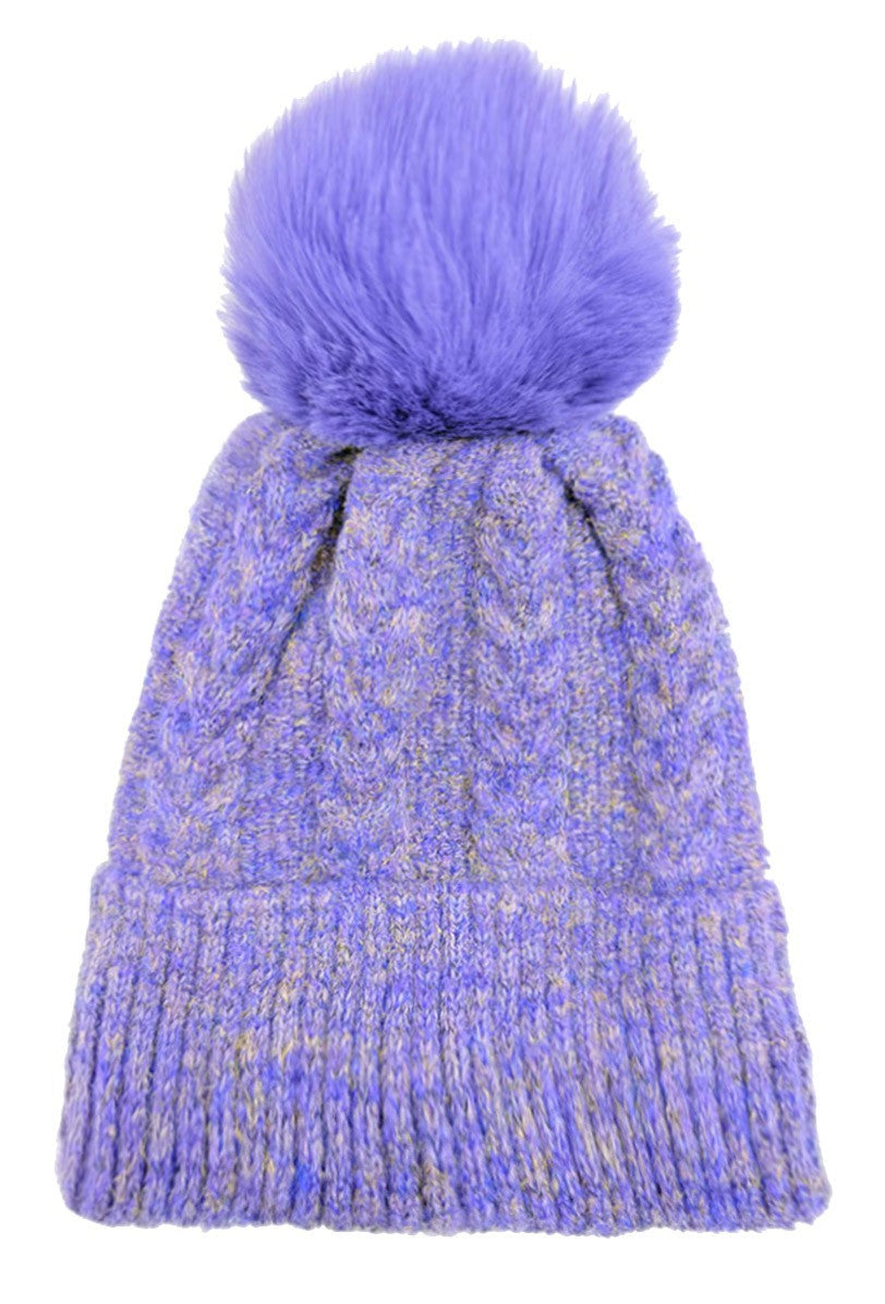 Gradient Color Wool Beanie Women's Winter Fuzzy Insulated Colorful Knit Hat Thic