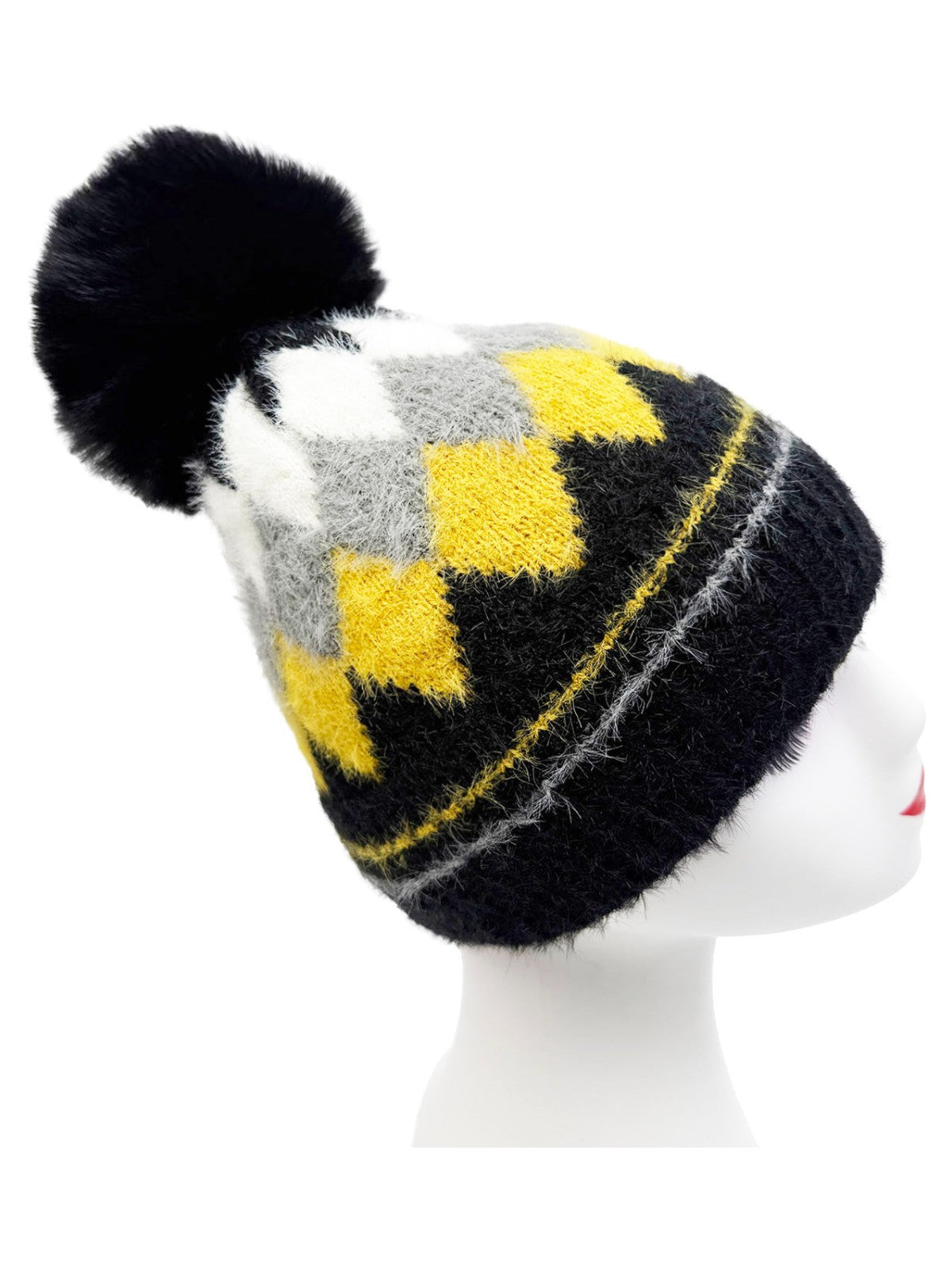 Gradient Color Wool Beanie Women's Winter Fuzzy Insulated Colorful Knit Hat Thic