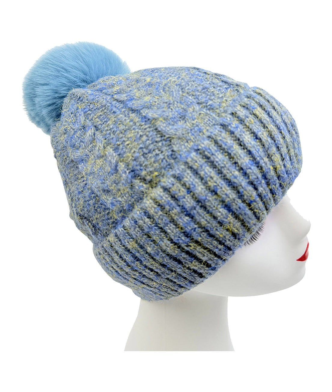 Gradient Color Wool Beanie Women's Winter Fuzzy Insulated Colorful Knit Hat Thic