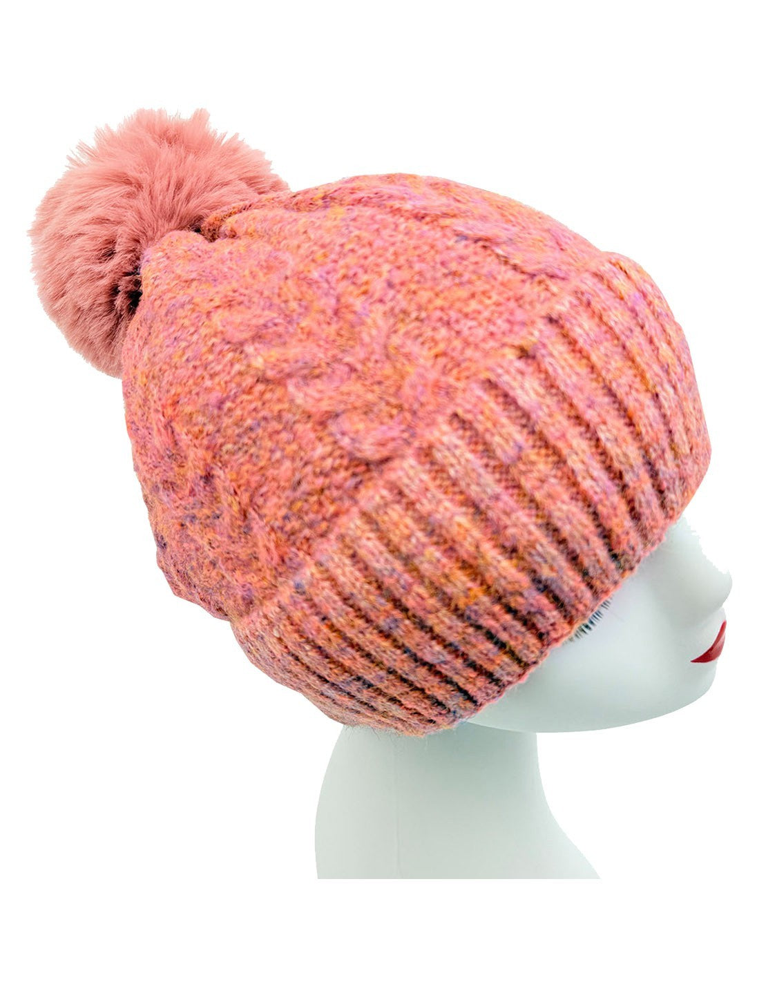 Gradient Color Wool Beanie Women's Winter Fuzzy Insulated Colorful Knit Hat Thic