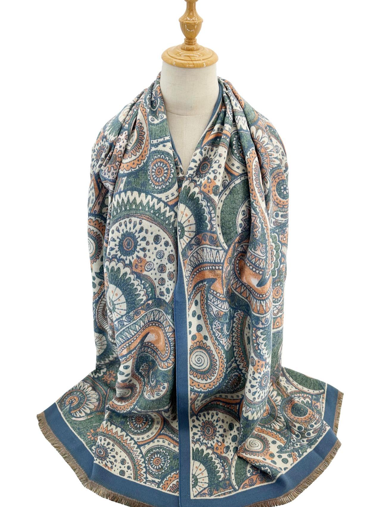 Women's Cashew Flower Long Shawl Scarf Thick Warm Autumn Winter New Style Fashion Accessory