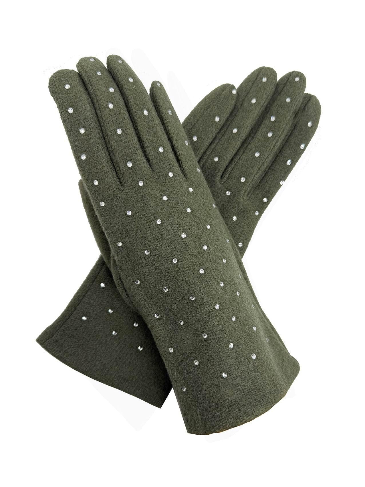 Warm Student Five-Finger Gloves for Women Winter with Lining and Thickening Cute for Cycling in Winter Black Polka Dot Design