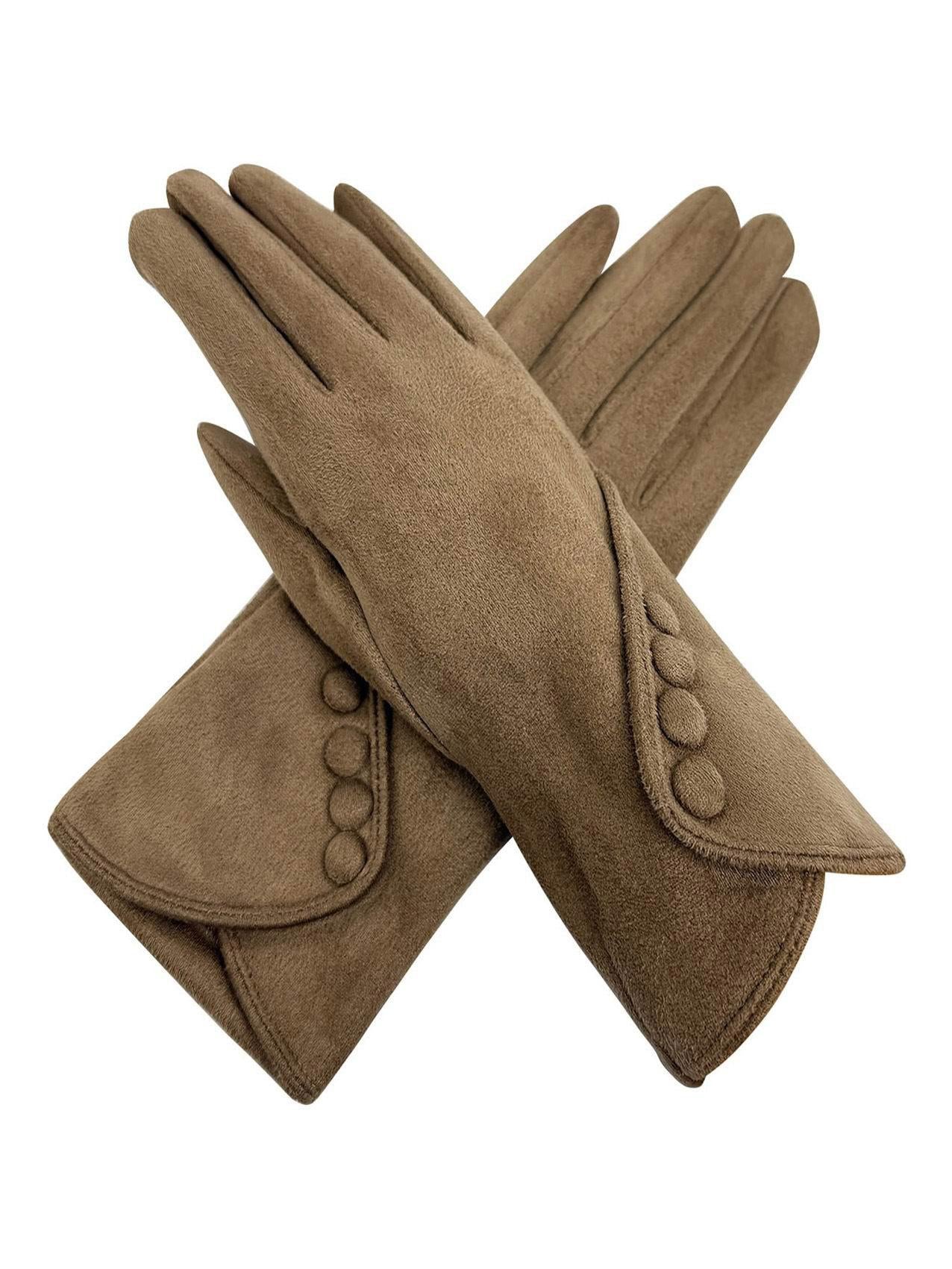 Warm Student Five-Finger Gloves for Women Winter with Lining and Thickening Cute for Cycling in Winter British English Style