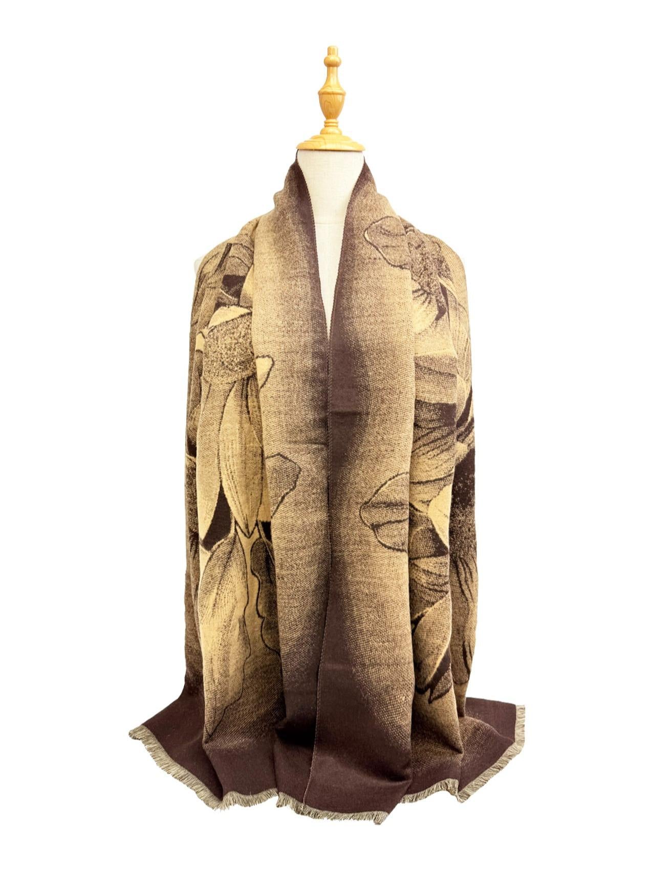 New Coming Winter Fashion Scarf with Elegant Floral Print for Women's Cozy Outfits in Soft Knit Material