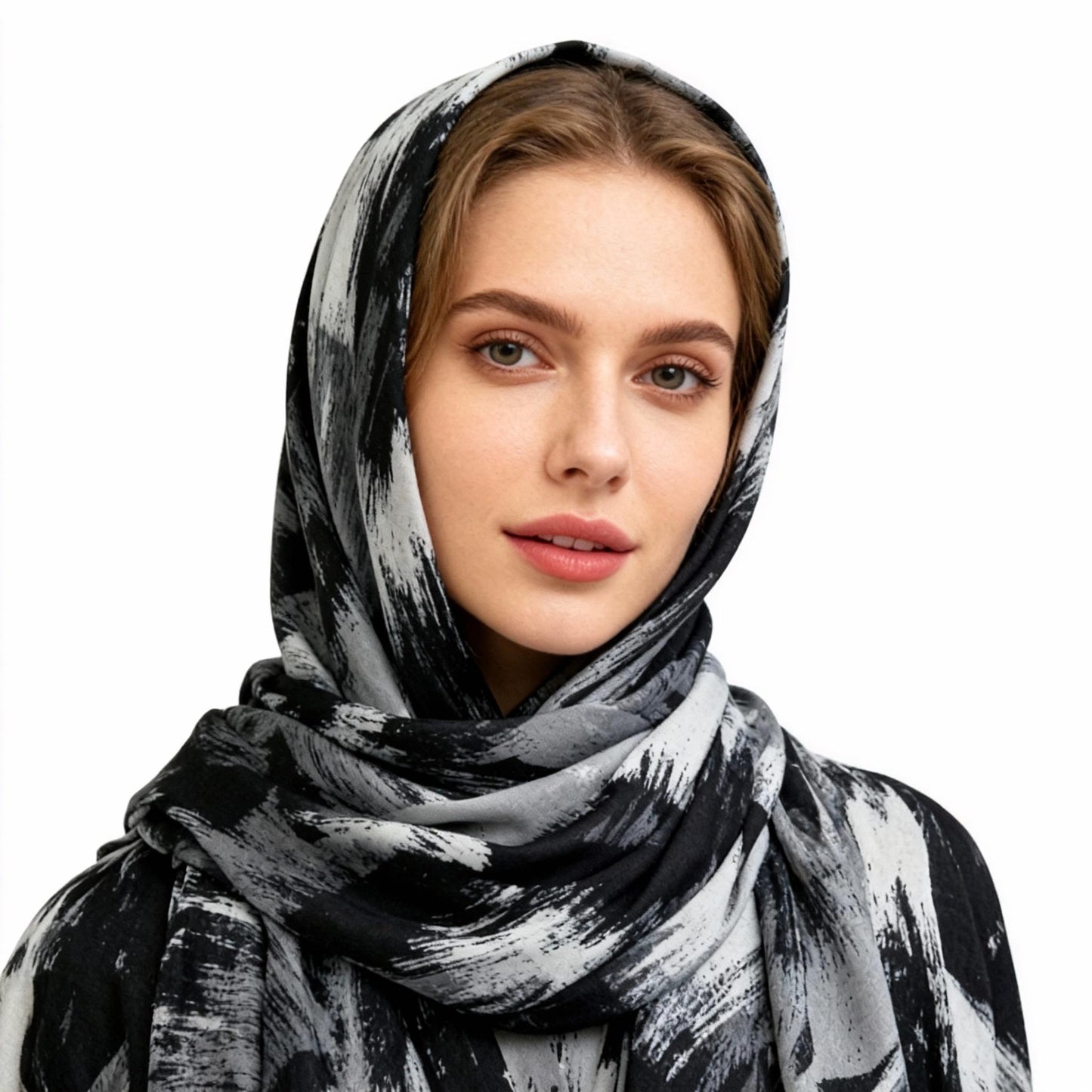 New Coming Winter Fashion Scarf Stylish Black & White Abstract Print Shawl for Women Elegant and Versatile Accessory