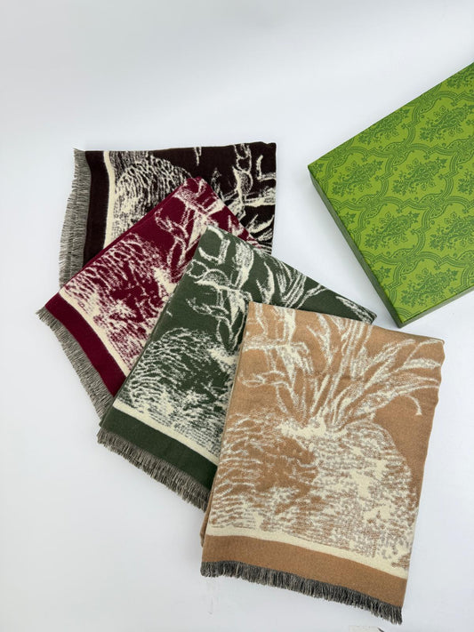 New Coming Winter Fashion Scarf - Vibrant Green, Beige & Maroon Scarf with Unique Patterns for Versatile Styling in Winter & Summer