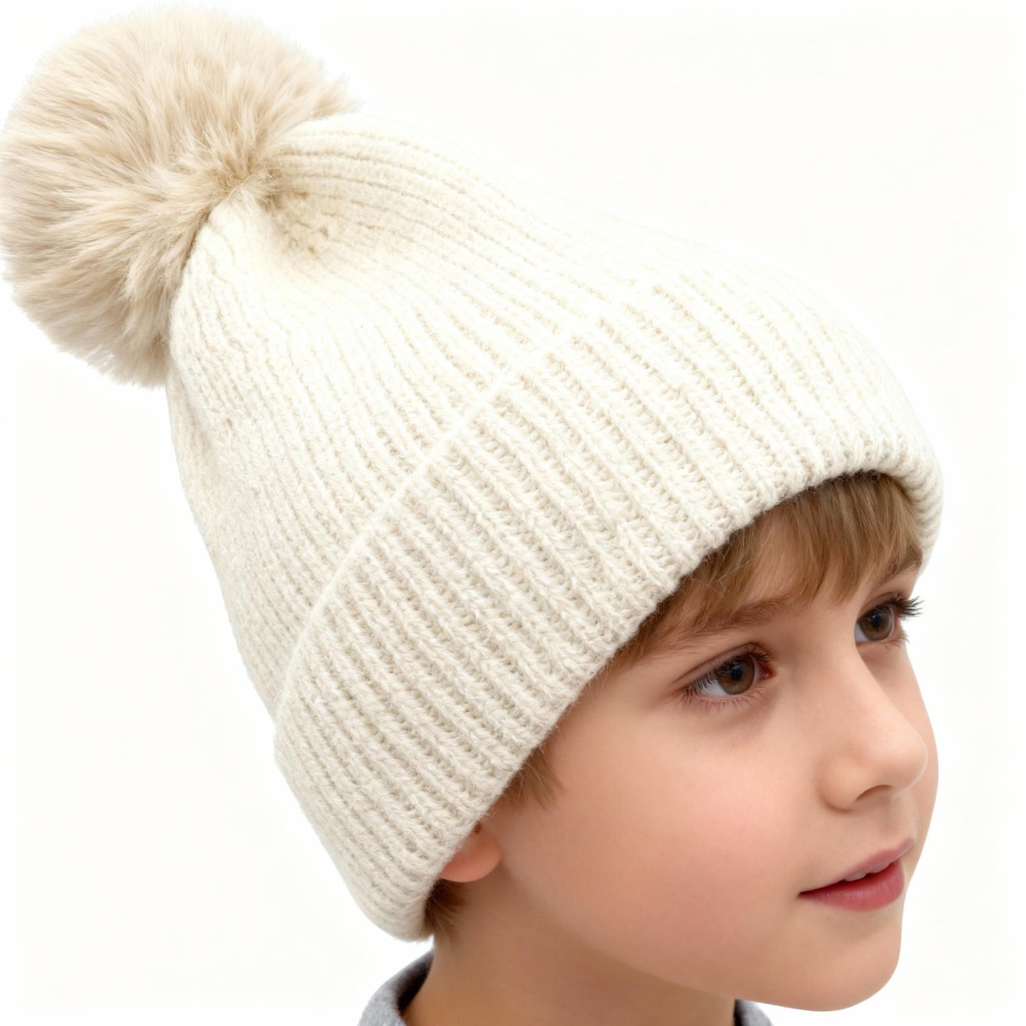 Solid Color Wool Knitted Hat for Autumn and Winter - Casual Versatile Cold Resistant Ear Protection Hat with Pom Pom for Youth