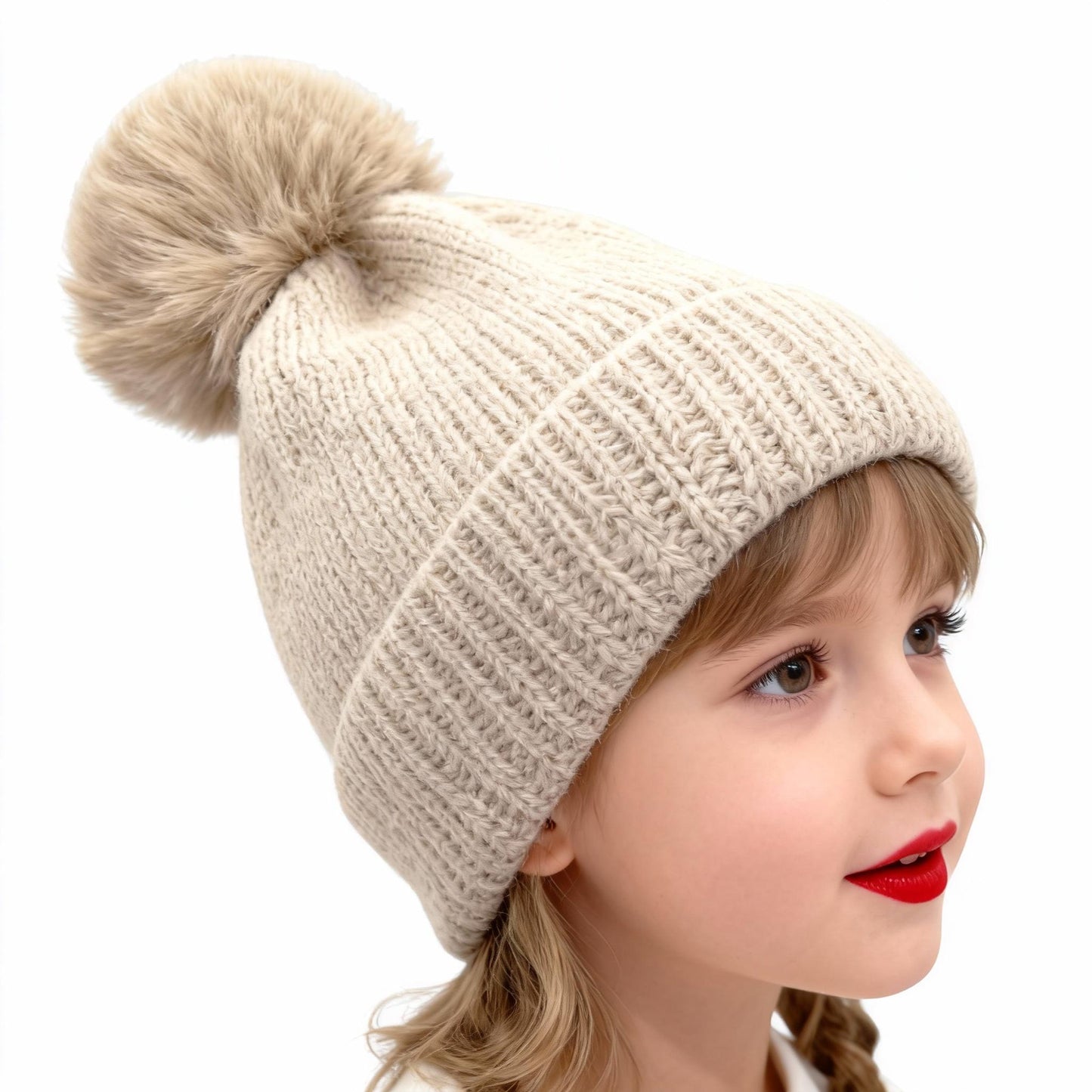 Solid Color Wool Knitted Hat for Autumn and Winter - Casual Versatile Cold Resistant Ear Protection Hat with Pom Pom for Youth
