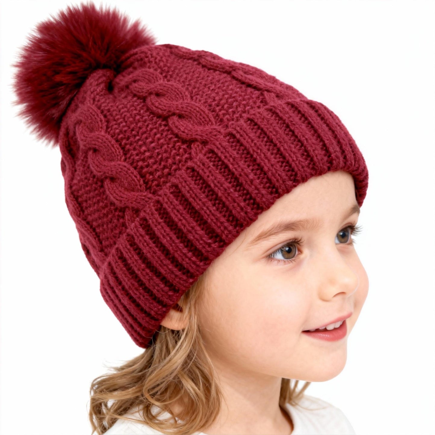 Winter Hat Fashion Cable Knit with Faux Fur Pom Pom for Women's Cozy Style - Stylish & Versatile Cable Knit Design for Warmth and Fashion