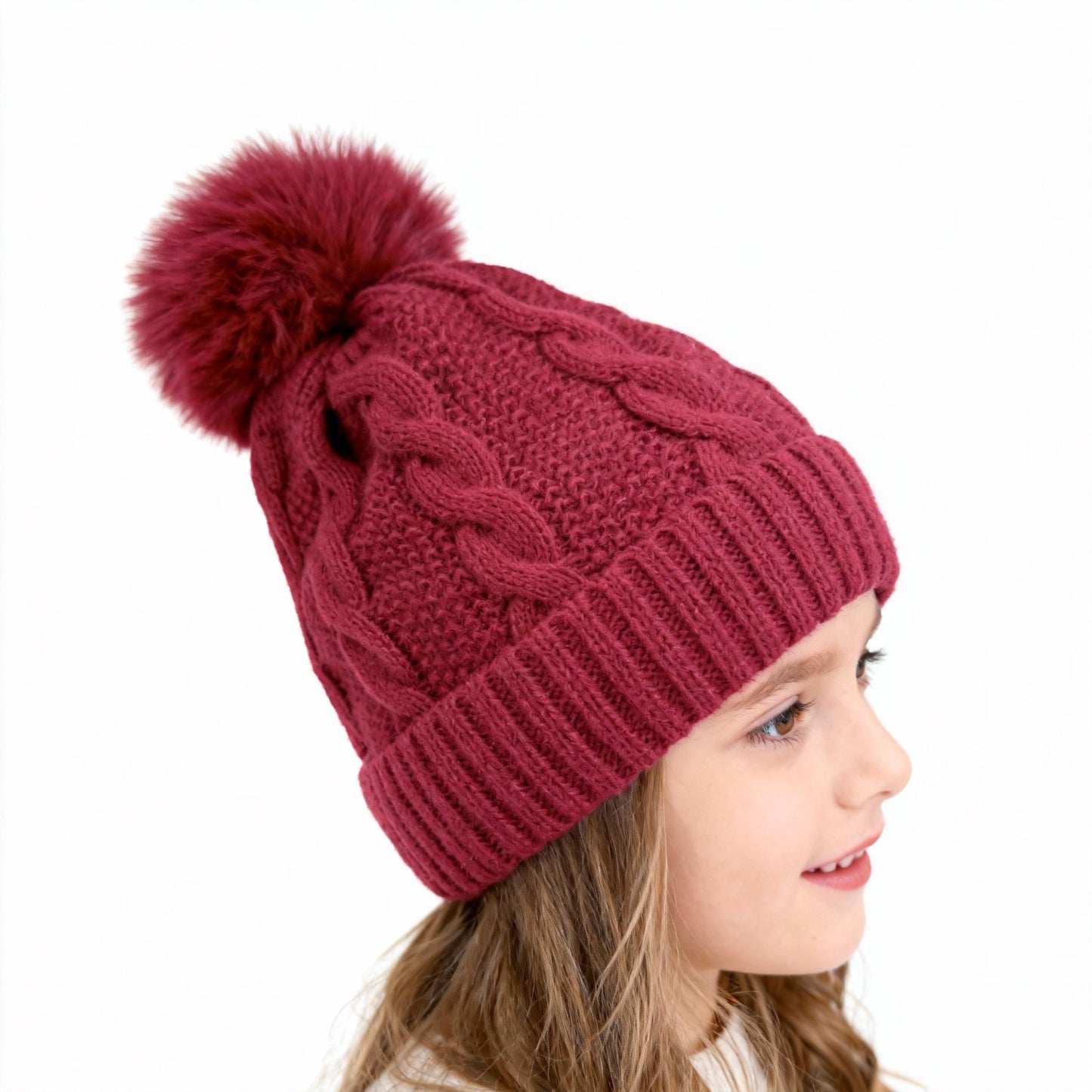 Winter Hat Fashion Cable Knit with Faux Fur Pom Pom for Women's Cozy Style - Stylish & Versatile Cable Knit Design for Warmth and Fashion