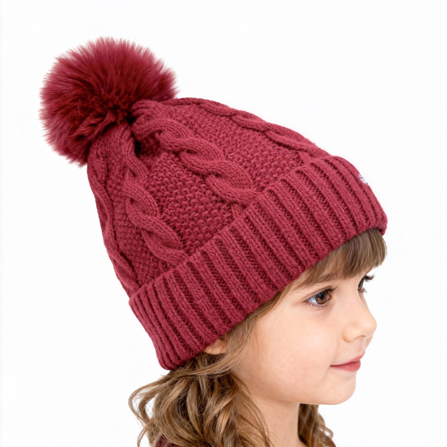 Winter Hat Fashion Cable Knit with Faux Fur Pom Pom for Women's Cozy Style - Stylish & Versatile Cable Knit Design for Warmth and Fashion