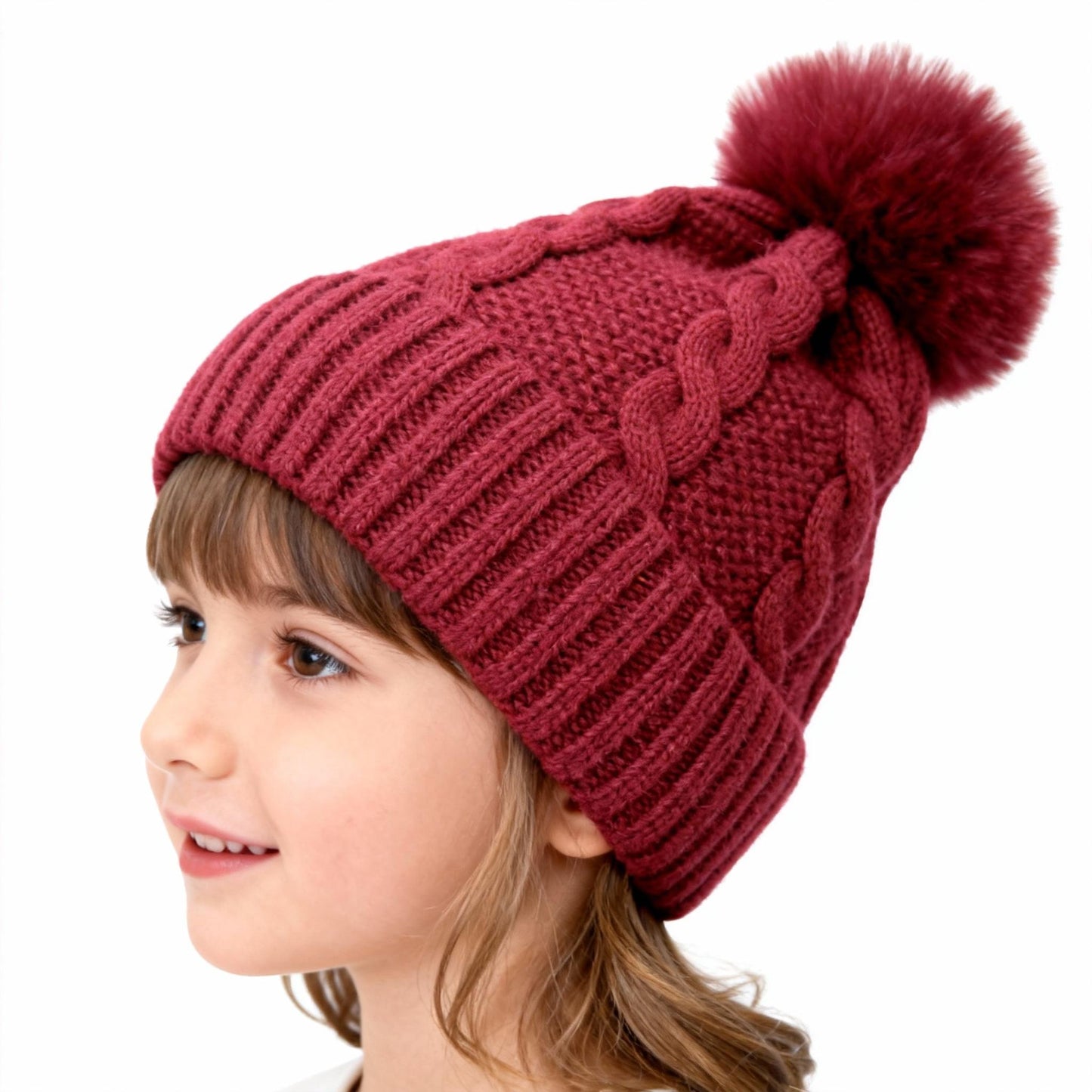 Winter Hat Fashion Cable Knit with Faux Fur Pom Pom for Women's Cozy Style - Stylish & Versatile Cable Knit Design for Warmth and Fashion