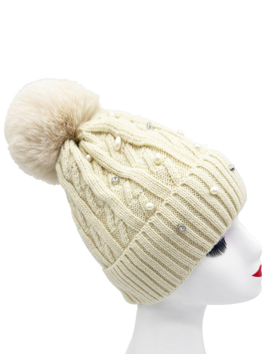 Colorful Woolen Ball Hat for Women Big Head Circumference Double Layer Velvet Insulation Fashionable Versatile Pineapple Ball Knitted Hat Trendy