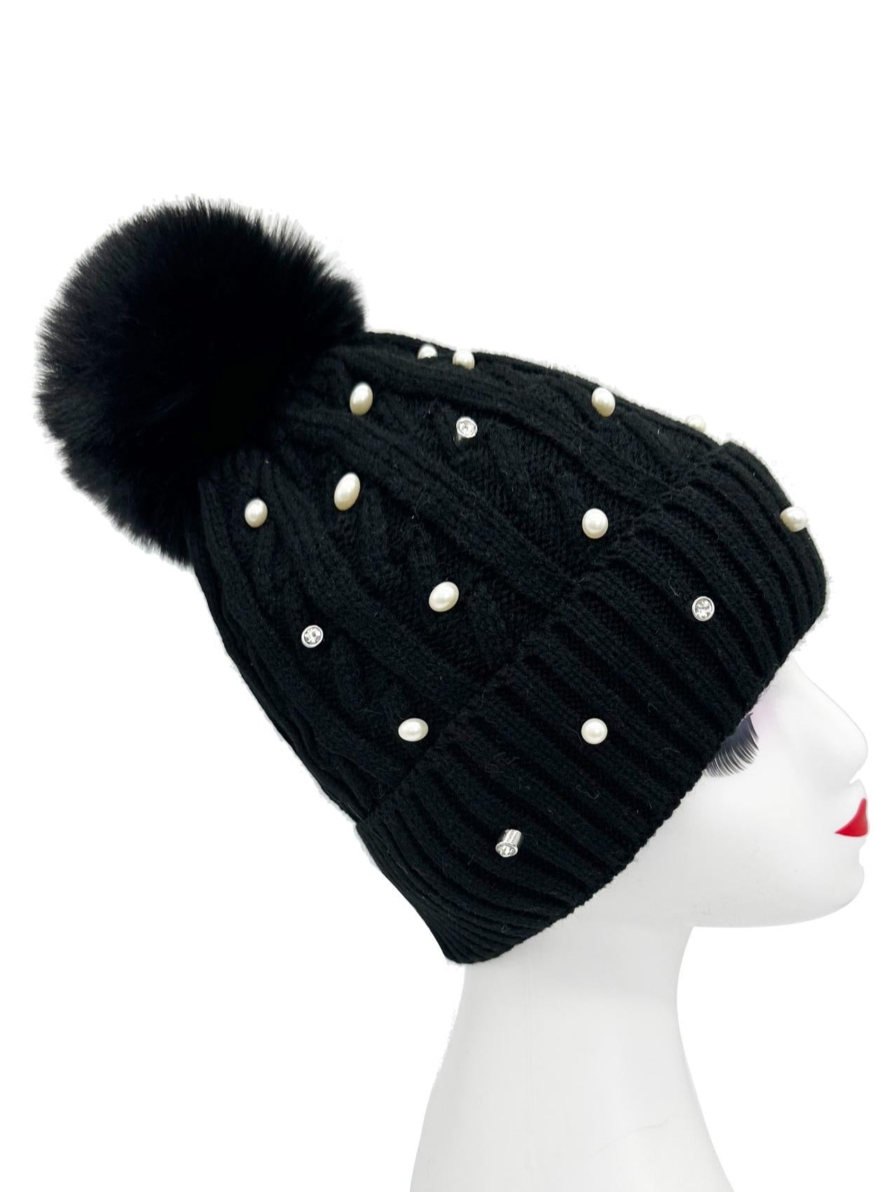 Colorful Woolen Ball Hat for Women Big Head Circumference Double Layer Velvet Insulation Fashionable Versatile Pineapple Ball Knitted Hat Trendy