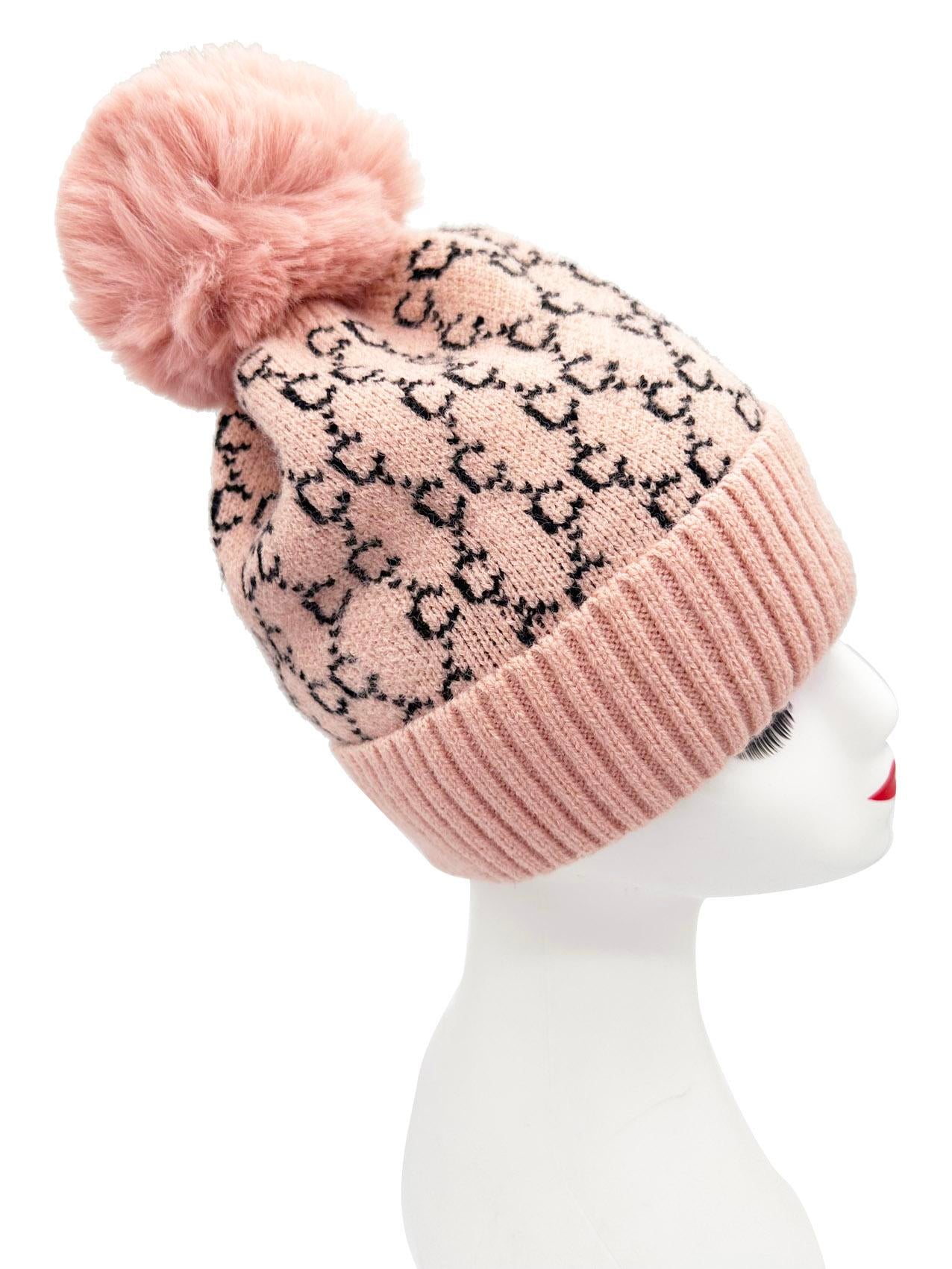Winter Velvet Warm Hat Children's Jacquard Knitted Yarn Hat with Ear Protection Windproof and Cold Proof Design for Kids