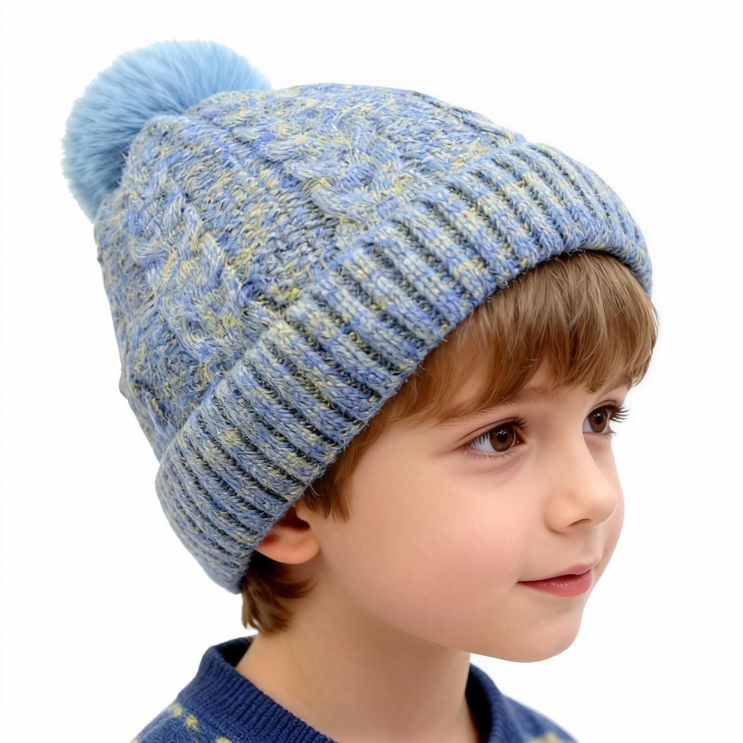 Women's Winter Fleece Lined Colorful Knit Hat with Pom Pom & Ear Flaps Thickened Cold Resistant for Cozy Days and Skiing