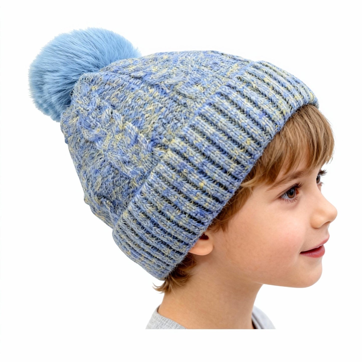 Women's Winter Fleece Lined Colorful Knit Hat with Pom Pom & Ear Flaps Thickened Cold Resistant for Cozy Days and Skiing